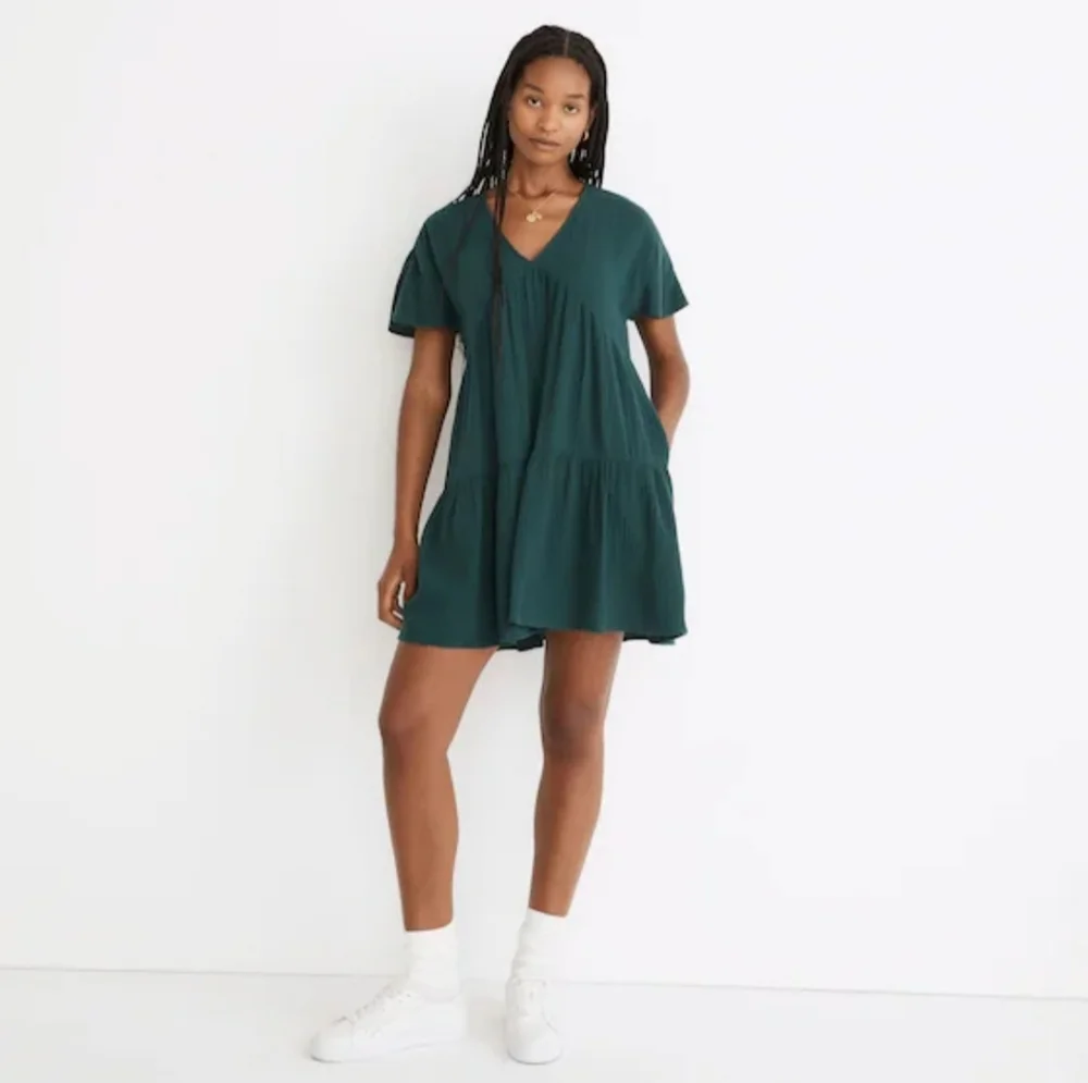 Madewell Lightspun Popover Tiered Mini Dress Size M - Picture 1 of 14